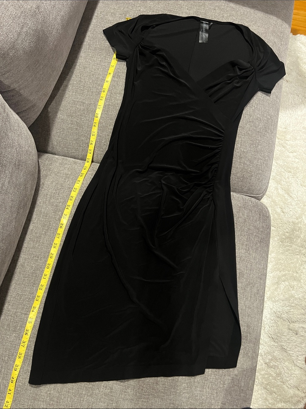 Norma Kamali Black Short-Sleeve Wrap Dress